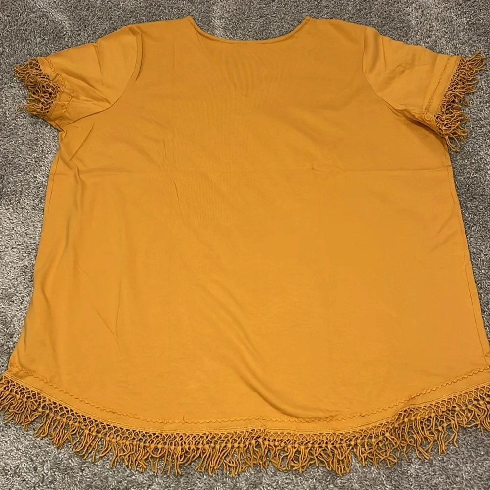 EUC Roaman’s Womans Plus Size Top‎ Shirt Gold Tassal Embroidered 1X Cotton Beach - Picture 10 of 16